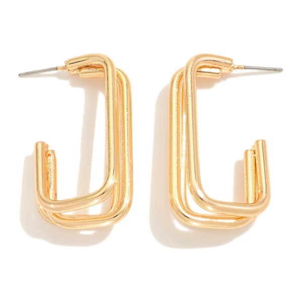 Wholesale stacked Metal Wire Rectangles Hoop Earrings L