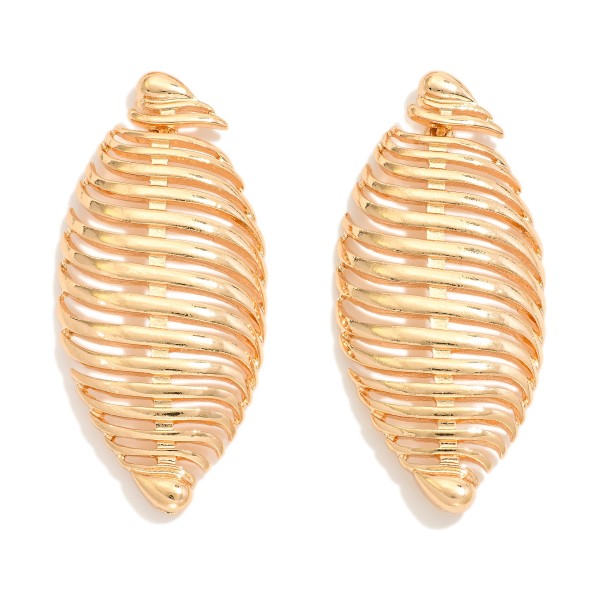 Wholesale metal Spiral Leaf Post Drop Earrings L
