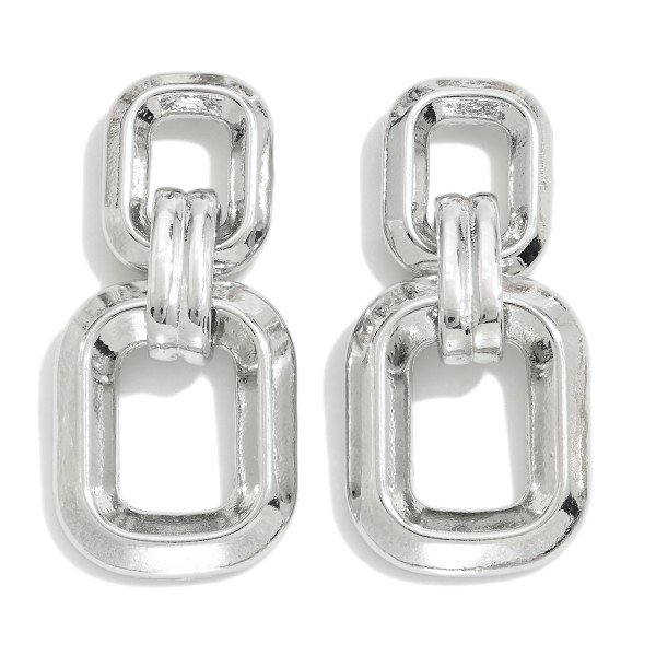 Wholesale linked Rounded Metal Squares Drop Earrings L
