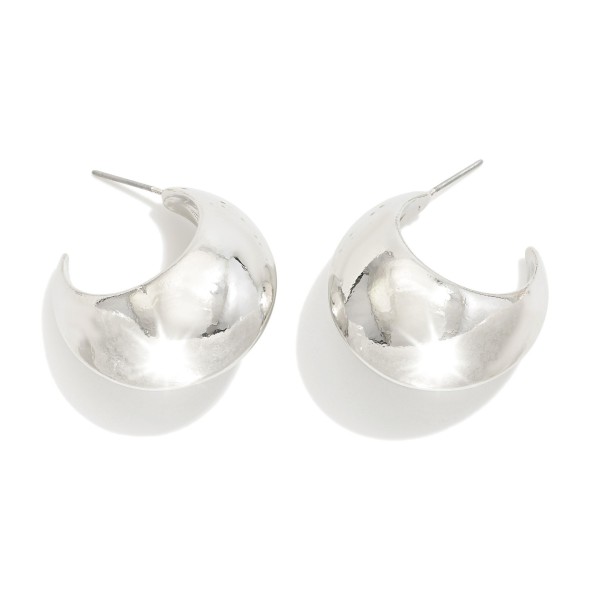 Wholesale chunky Ridged Metal Hoop Earrings D