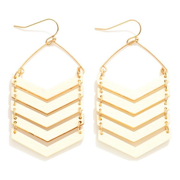 Wholesale linked Wood Chevron Drop Earrings L