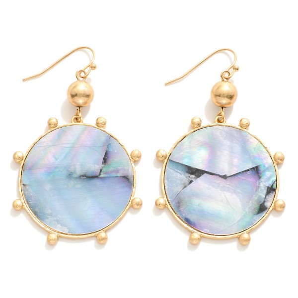 Wholesale pearlescent Circle Drop Earrings Gold Studded Border L
