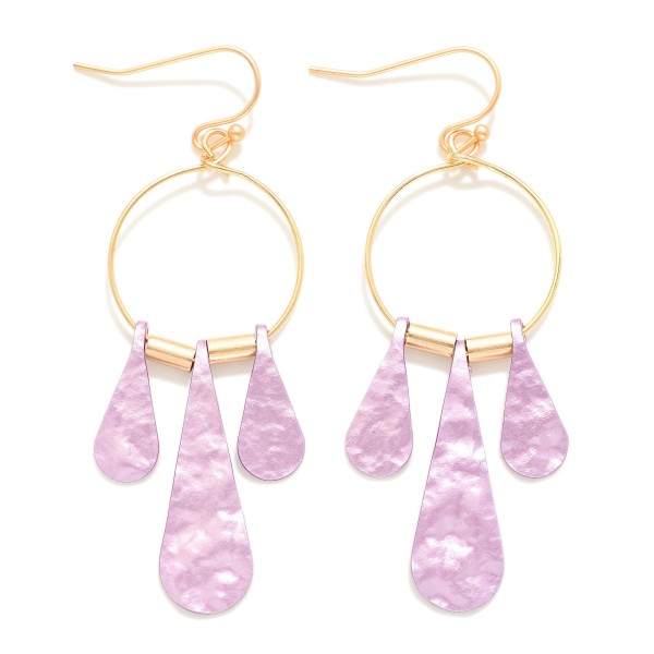 Wholesale metal Wire Hoop Drop Earrings Hammered Metal Tassels L