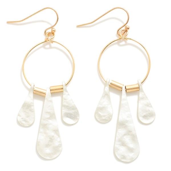 Wholesale metal Wire Hoop Drop Earrings Hammered Metal Tassels L