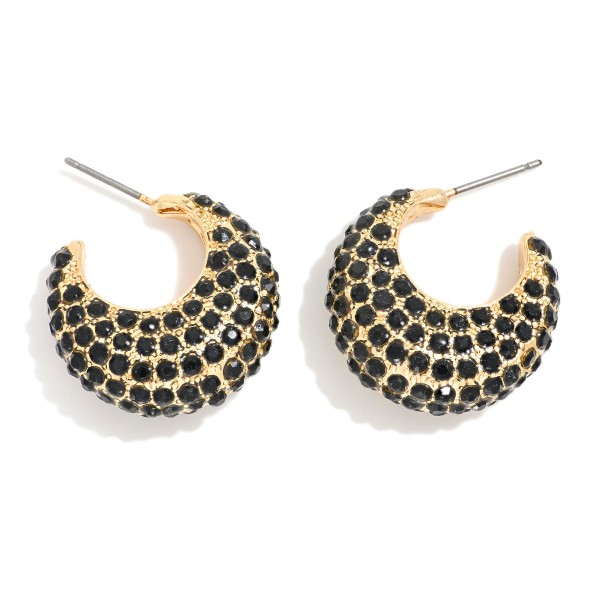 Wholesale rhinestone Studded Metal Tapered Hoop Earrings D