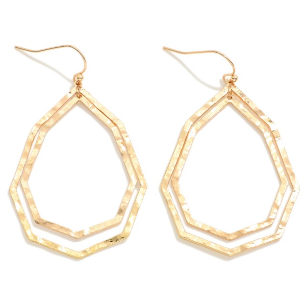 Wholesale hammered Metal Concentric Octagonal Teardrop Drop Earrings L