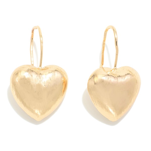 Wholesale brushed Metal Heart Drop Earrings L