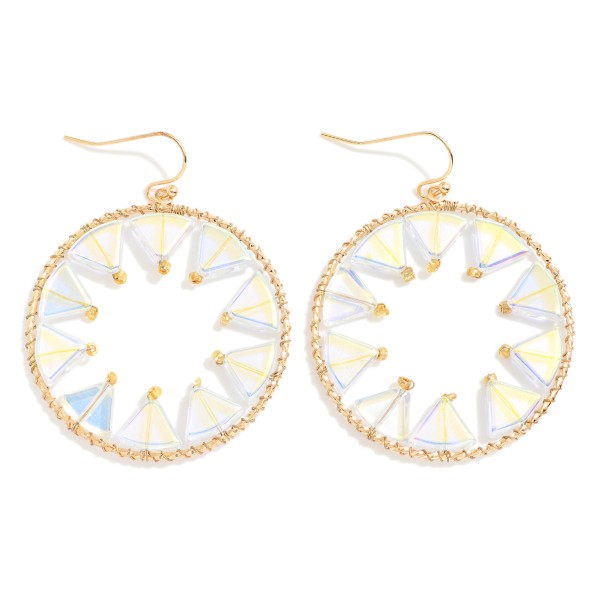 Wholesale triangle Beaded Hoop Drop Earrings L