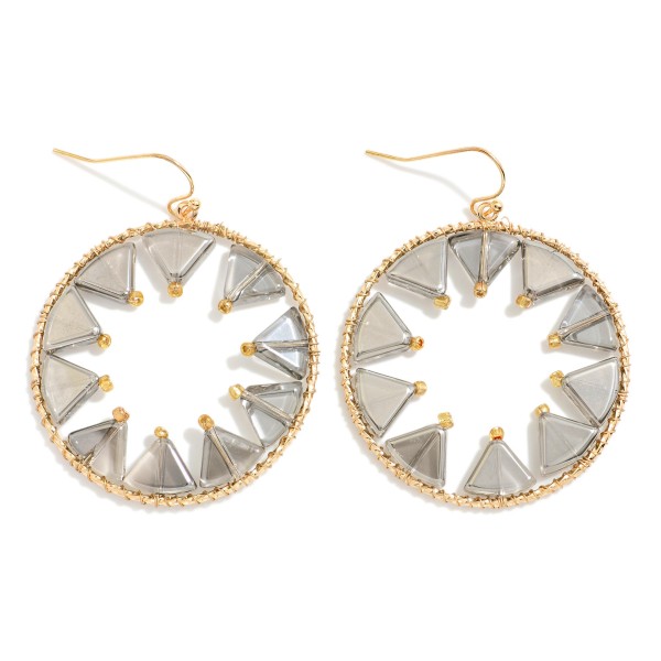 Wholesale triangle Beaded Hoop Drop Earrings L
