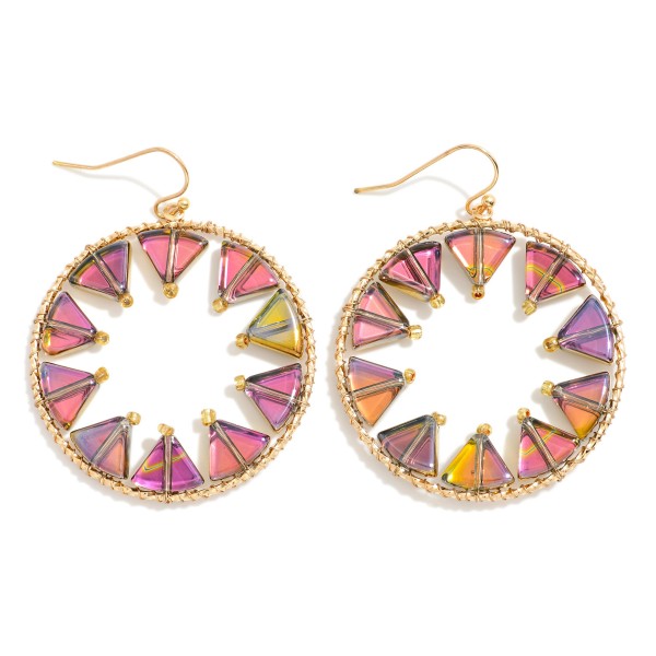 Wholesale triangle Beaded Hoop Drop Earrings L