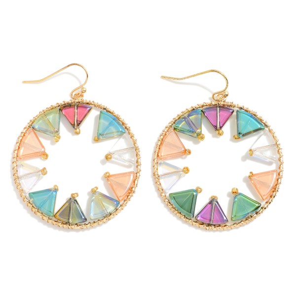 Wholesale triangle Beaded Hoop Drop Earrings L
