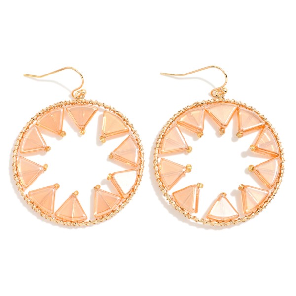 Wholesale triangle Beaded Hoop Drop Earrings L