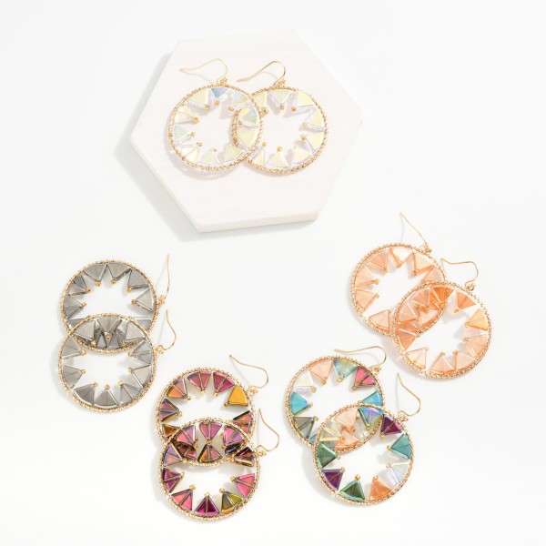 Triangle Beaded Hoop Drop Earrings
- Approximately 2" L