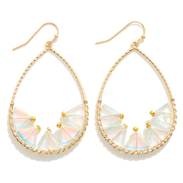 Wholesale gold Twisted Wire Teardrop Drop Earrings Triangular Beads L