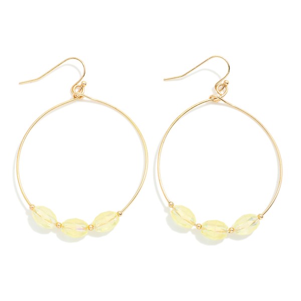 Wholesale faceted Glass Crystal Beaded Gold Wire Hoop Drop Earrings L