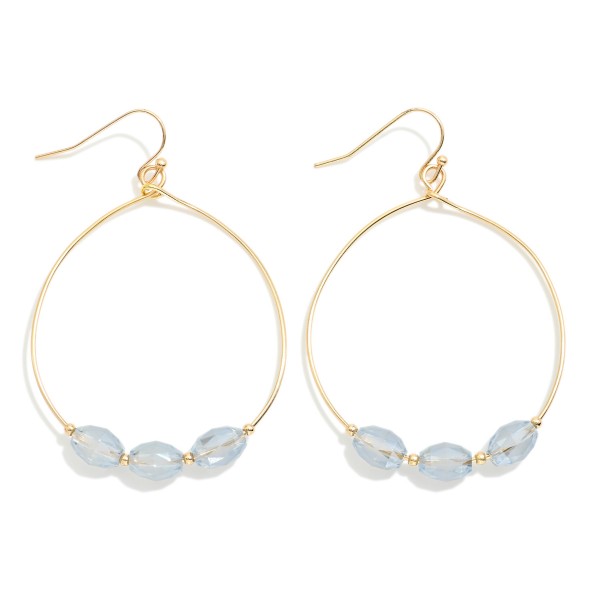 Wholesale faceted Glass Crystal Beaded Gold Wire Hoop Drop Earrings L