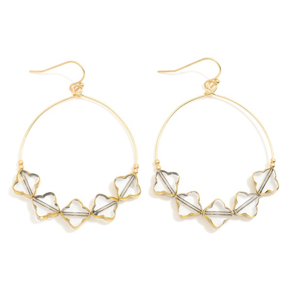 Wholesale glass Crystal Clover Beaded Loop Drop Earrings L
