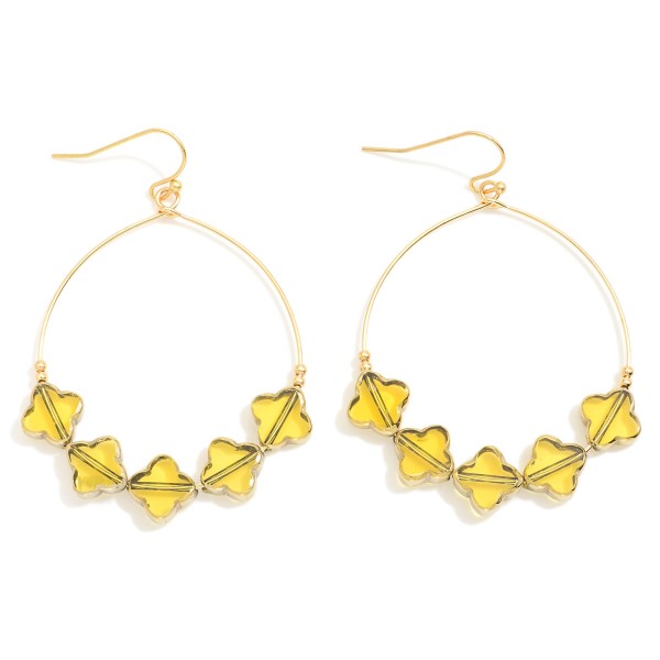 Wholesale glass Crystal Clover Beaded Loop Drop Earrings L