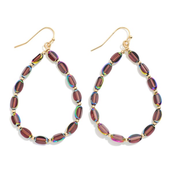 Wholesale iridescent Glass Crystal Beaded Teardrop Drop Earrings L