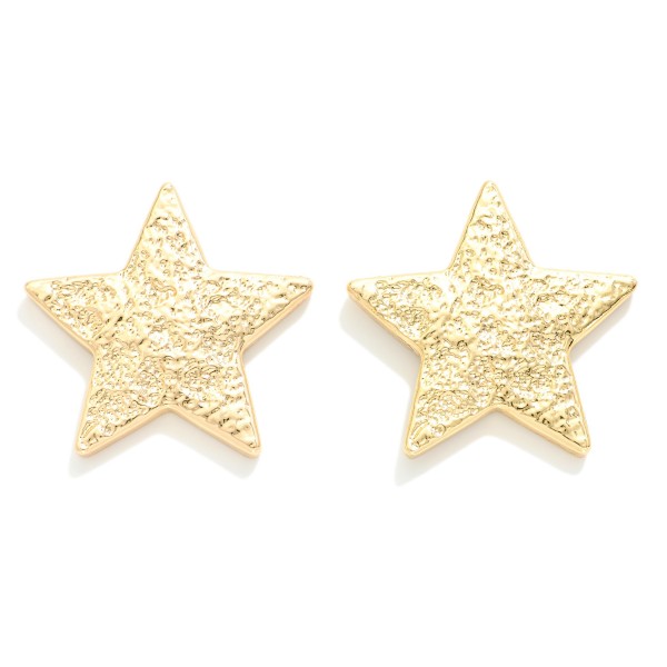 Wholesale textured Gold Metal Star Post Drop Earrings L