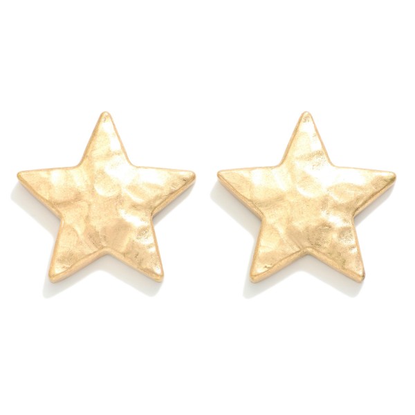 Wholesale hammered Gold Metal Star Post Drop Earrings L