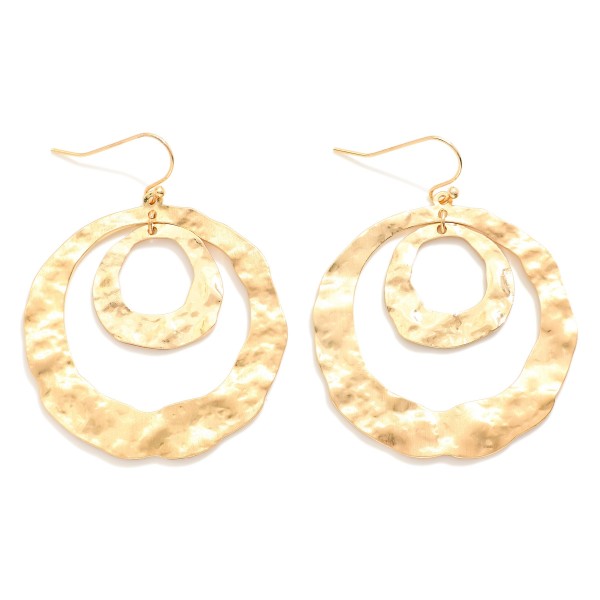 Wholesale concentric Linked Hammered Metal Drop Earrings L