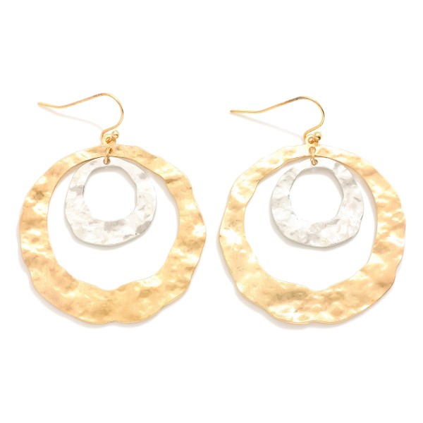 Wholesale concentric Linked Hammered Metal Drop Earrings L