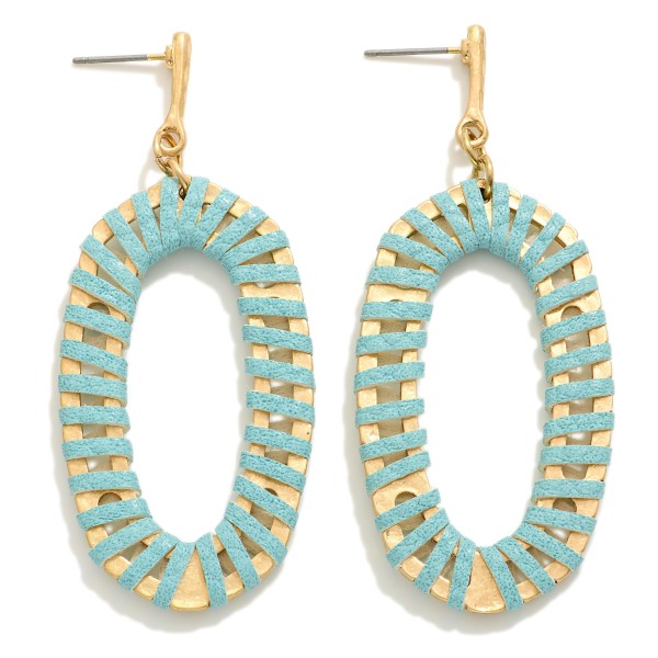 Wholesale leather Wrapped Oval Drop Earrings L