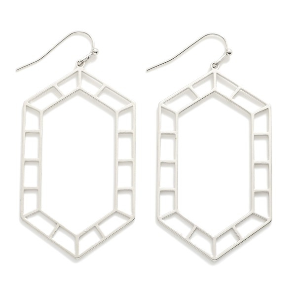 Wholesale stretched Metal Hexagon Frame Drop Earrings L