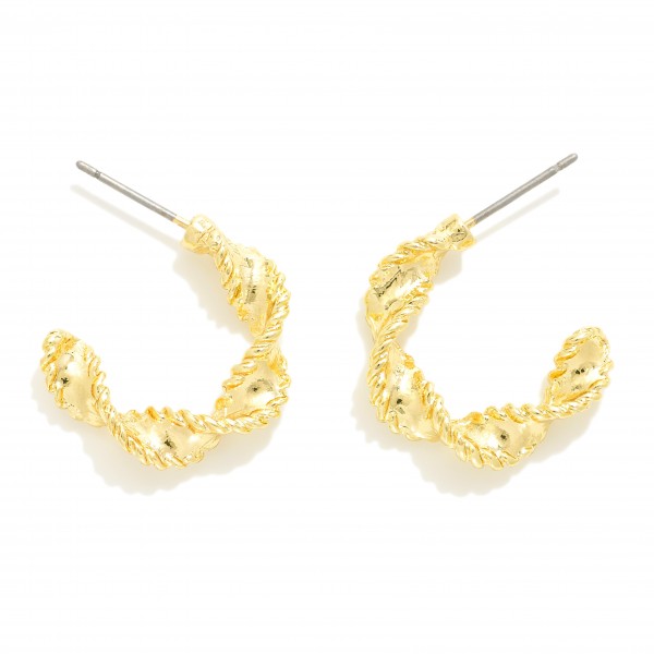 Wholesale twisted Metal Hoop Earrings Twisted Metal Rope Edge D