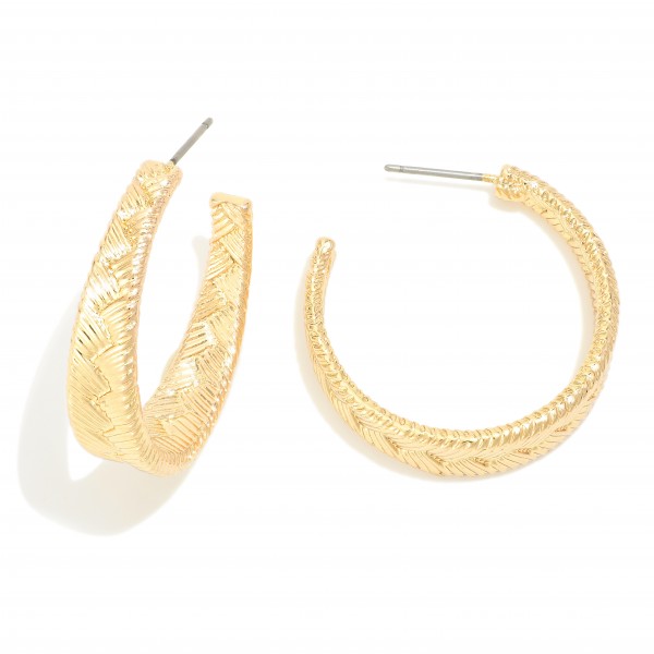 Wholesale metal Basket Weave Hoop Earrings D
