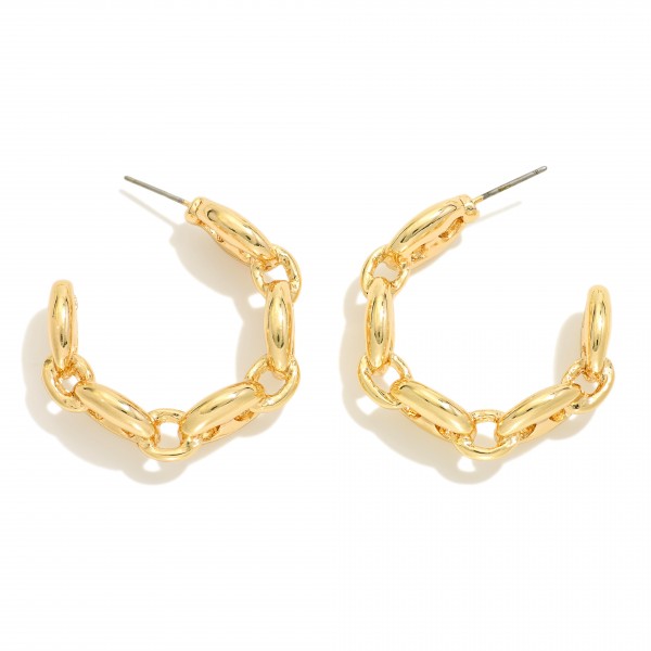 Wholesale gold Metal Anchor Chain Hoop Earrings D