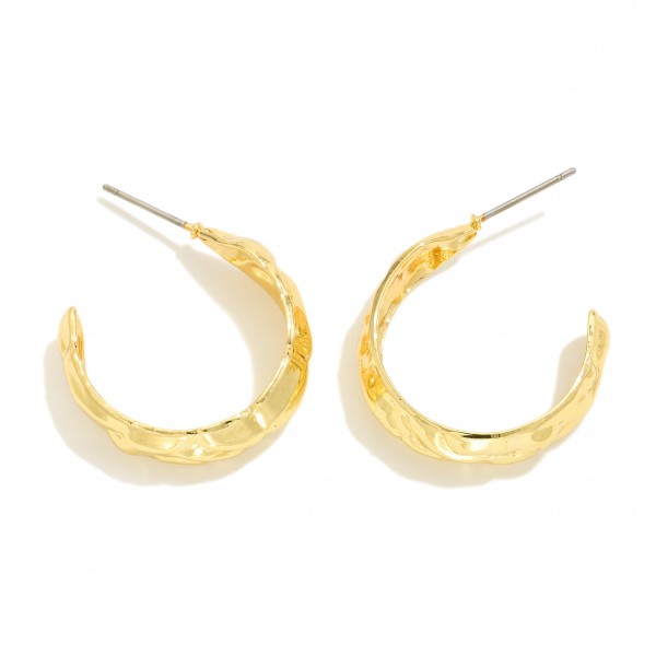 Wholesale ripple Textured Metal Hoop Earrings D