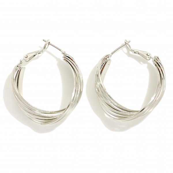 Wholesale stacked Metal Twist Hoop Earrings D