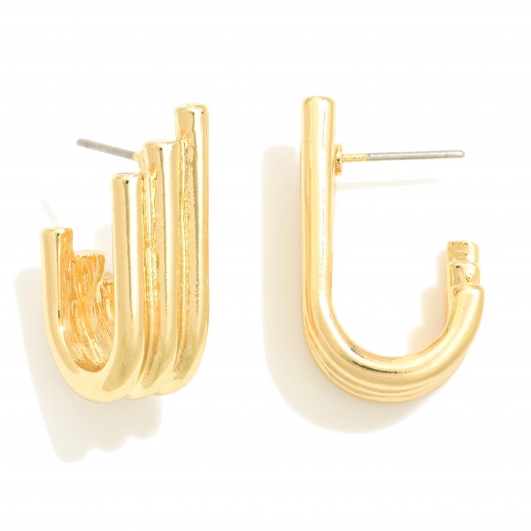 Wholesale graduated Stacked Metal Curl Hoop Earrings L