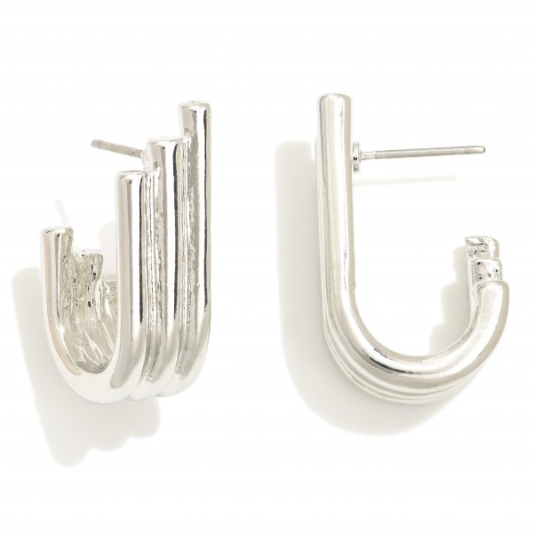 Wholesale graduated Stacked Metal Curl Hoop Earrings L