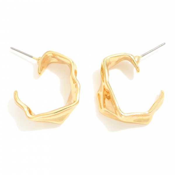 Wholesale crinkled Metal Hoop Earrings D