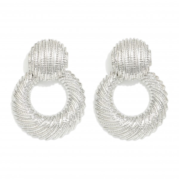 Wholesale textured Metal Hoop Door Knocker Drop Earrings L