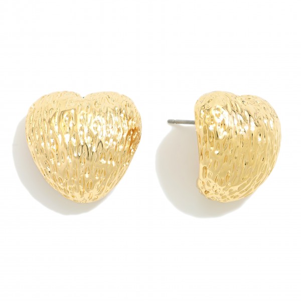 Wholesale textured Metal Heart Curl Oversized Stud Earrings L