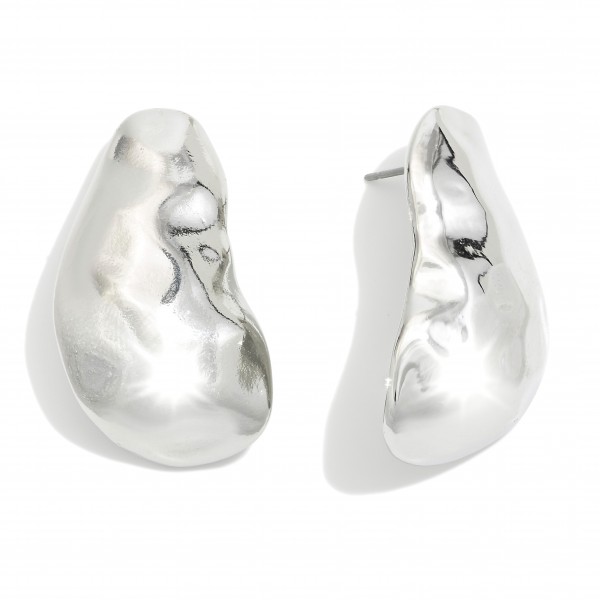Wholesale hammered Metal Organic Teardrop Post Drop Earrings L