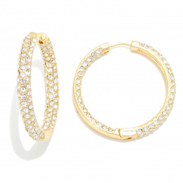 Wholesale double Sided Rhinestone Pave Hinged Hoop Earrings D