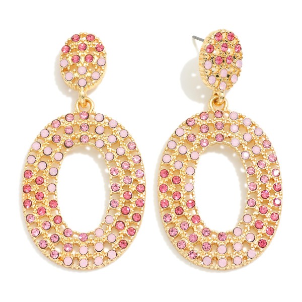 Wholesale rhinestone Studded Oval Drop Earrings L