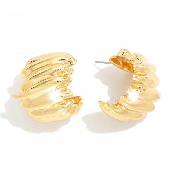 Wholesale chunky Wavy Ruffled Hoop Earrings D