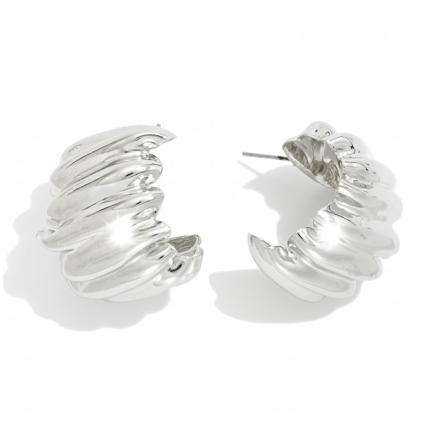 Wholesale chunky Wavy Ruffled Hoop Earrings D