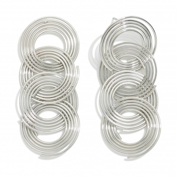 Linked Wire Spiral Circles Drop Earrings

- Approximately 2" L