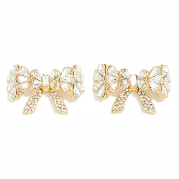 Wholesale teardrop Rhinestone Studded Bow Oversized Stud Earrings W