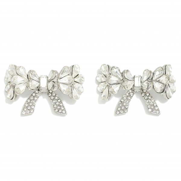 Wholesale teardrop Rhinestone Studded Bow Oversized Stud Earrings W
