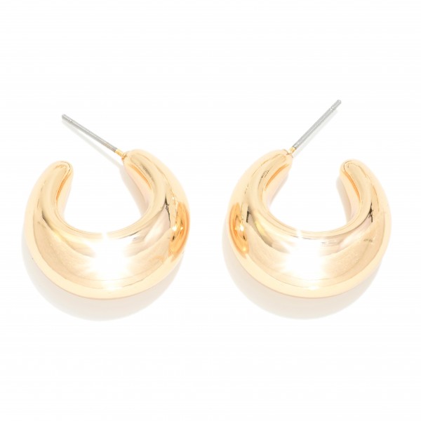 Wholesale tapered Rounded Metal Hoop Earrings D
