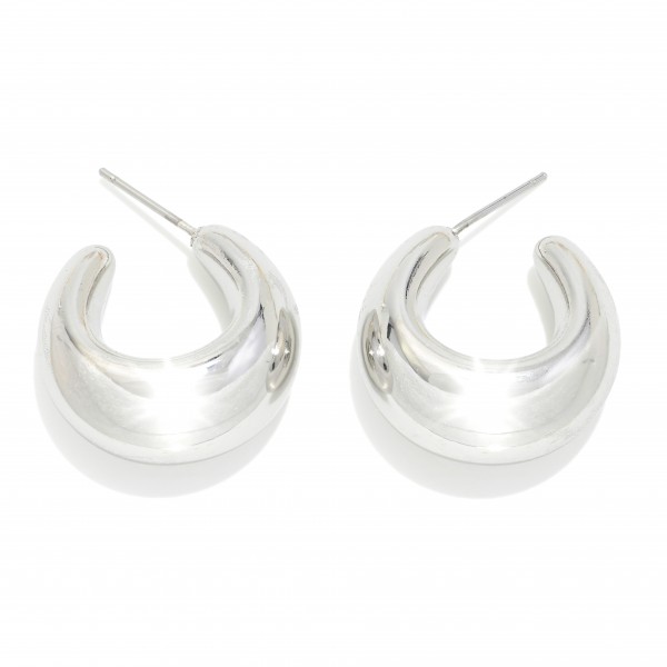 Wholesale tapered Rounded Metal Hoop Earrings D