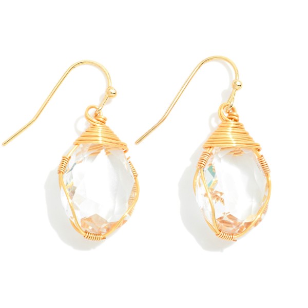 Wholesale wire Wrapped Glass Crystal Drop Earrings L